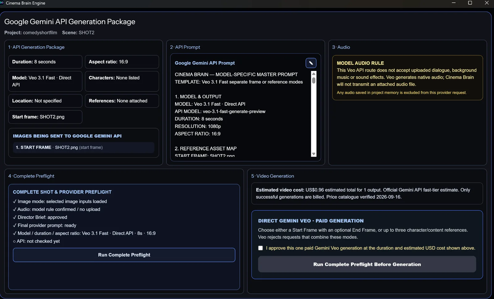 Cinema Brain Google Gemini API generation package